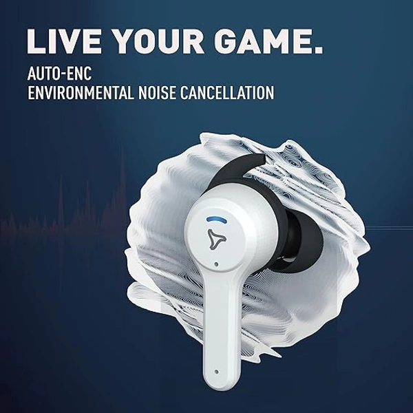 SYSKA Sonic Buds IEB900 Earbuds with 50Hr Play Time, auto ENc Tech, Low Latency, IPX4, 13mm Drivers for Deep Bass, Type-C Charging (Pristine White, True Wireless)