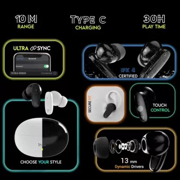 Syska SonicBuds X2 Bluetooth Headset  ( True Wireless)