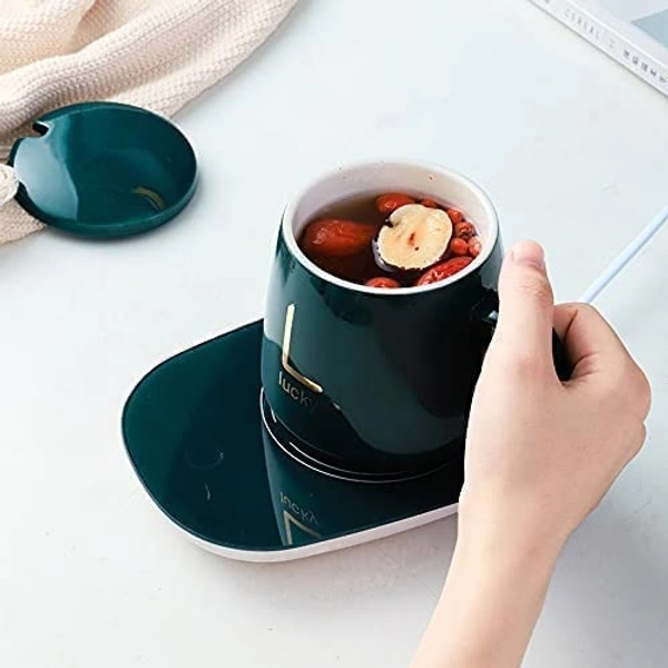 Jarvis Creation Cermaic Coffee Mug Warmer with Auto Shut Off and Heating Function Electric Warmer Plate with Auto Shut Off for Coffee Tea Milk Cocoa Gift Set Temperature Control