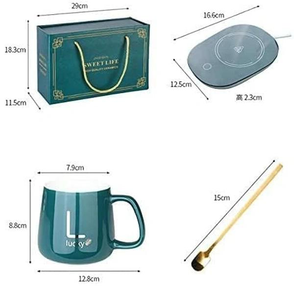Jarvis Creation Cermaic Coffee Mug Warmer with Auto Shut Off and Heating Function Electric Warmer Plate with Auto Shut Off for Coffee Tea Milk Cocoa Gift Set Temperature Control