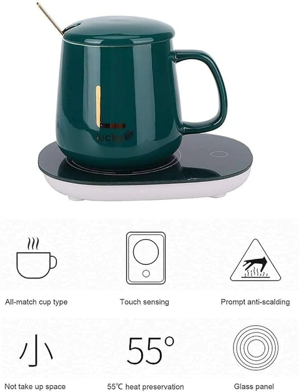 Jarvis Creation Cermaic Coffee Mug Warmer with Auto Shut Off and Heating Function Electric Warmer Plate with Auto Shut Off for Coffee Tea Milk Cocoa Gift Set Temperature Control