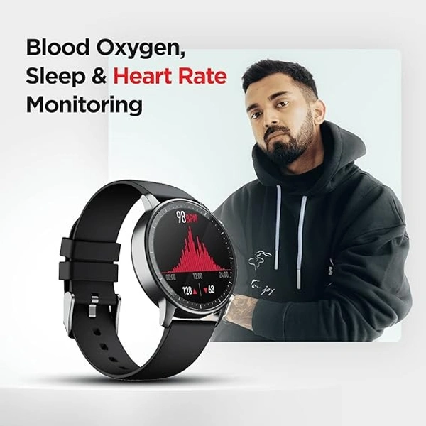 ( Refurbished )boAt Watch Zenit with 1.3" Round IPS Display,Multiple Sports Modes,All Day Activity Tracker,Customizable Watch Faces,Sleep,Heart Rate & Blood Oxygen Monitor,Theatre Mode & Inbuilt Game(Charcoal Black) - Black