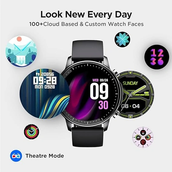 ( Refurbished )boAt Watch Zenit with 1.3" Round IPS Display,Multiple Sports Modes,All Day Activity Tracker,Customizable Watch Faces,Sleep,Heart Rate & Blood Oxygen Monitor,Theatre Mode & Inbuilt Game(Charcoal Black) - Black
