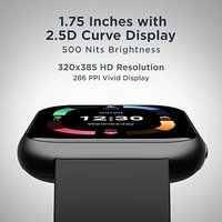 ( Refurbished ) boAt Blaze Smart Watch with 1.75" HD Display, Fast Charge, Apollo 3 Blue Plus Processor, 24x7 Heart Rate & SpO2 Monitor, Multiple Watch Faces, Multiple Sports Modes & 7 Days Battery Life(Active Black) - Black