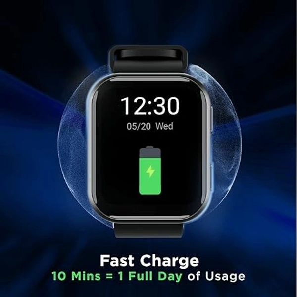 ( Refurbished ) boAt Blaze Smart Watch with 1.75" HD Display, Fast Charge, Apollo 3 Blue Plus Processor, 24x7 Heart Rate & SpO2 Monitor, Multiple Watch Faces, Multiple Sports Modes & 7 Days Battery Life(Active Black) - Black