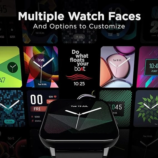 ( Refurbished )boAt Wave Ultima Max Smart Watch with 1.9" & 2.5D Curved Display, Wireless Charging with Upto 10 Days Battery Life, Multiple Watch Faces, HR & SpO2 Monitoring, 25 Sports Modes, IP68(Pitch Black) - Green