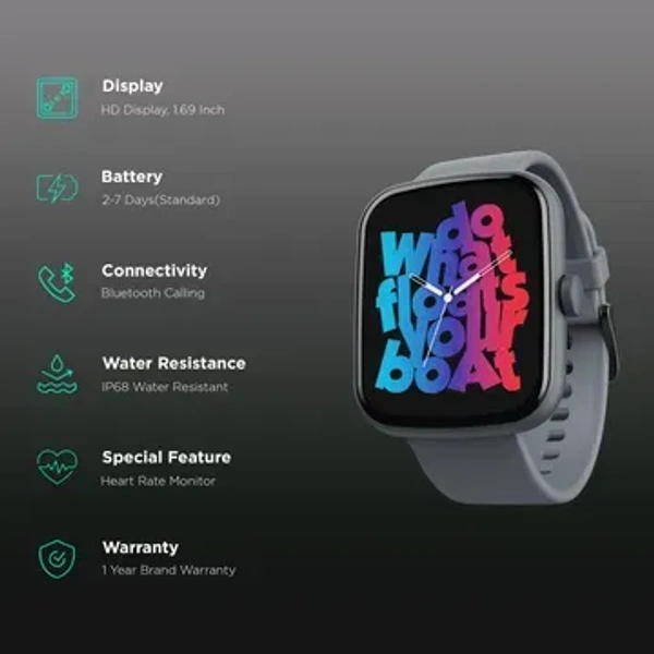 ( Refurbished )boAt Wave Beat Call Smartwatch with Bluetooth Calling - Black