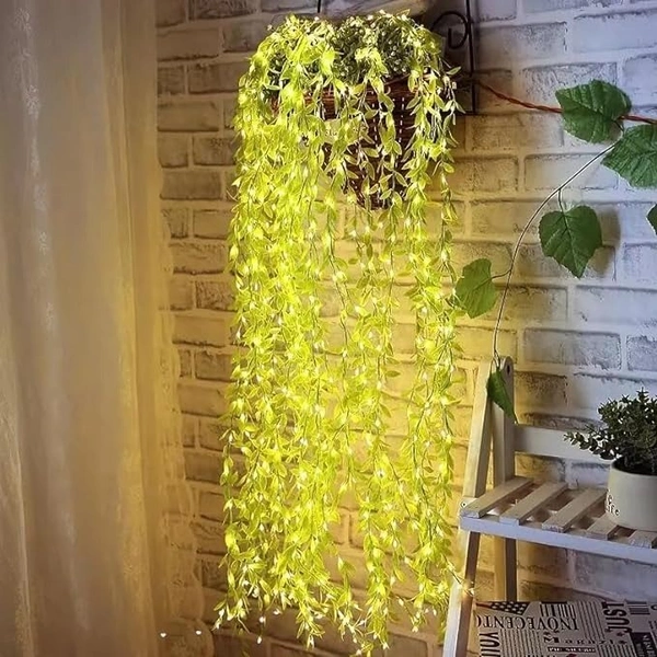 Leaf Curtain LED String Light, 200 LEDs, 8 Modes, Adjustable Brightness, USB Plug, Festive Decor (10x3Feet, Green Color) - Green