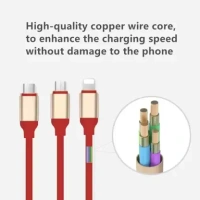 studlike store Micro USB Cable 20 m Red Colour 3 in 1 TPE Material Multi USB Cable for iOS, Micro and Type-C, Charges 3 Phone at Same Time, 1.2meter Long, 2.1 A Output  (Compatible with Android, Type-c, iOS, Red)