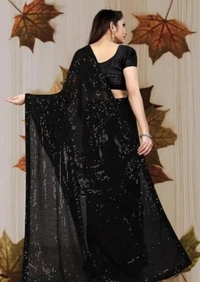 Trendy Women Saree DE-105 Black - Black, Free Size