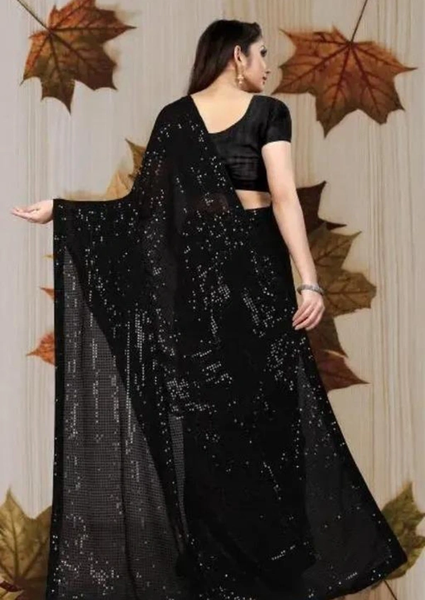 Trendy Women Saree DE-105 Black - Black, Free Size