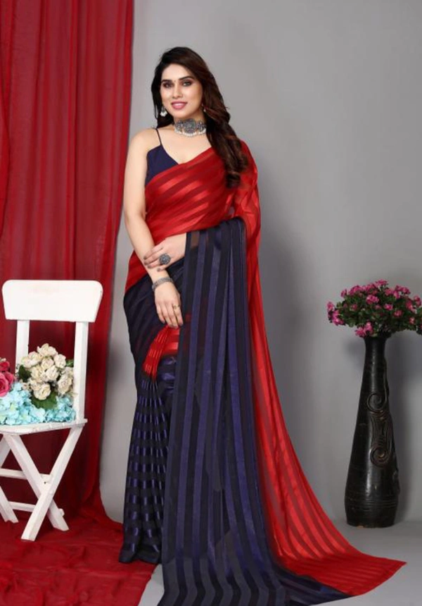 Festive Wear Satin Saree without Blouse Piece - Free Size