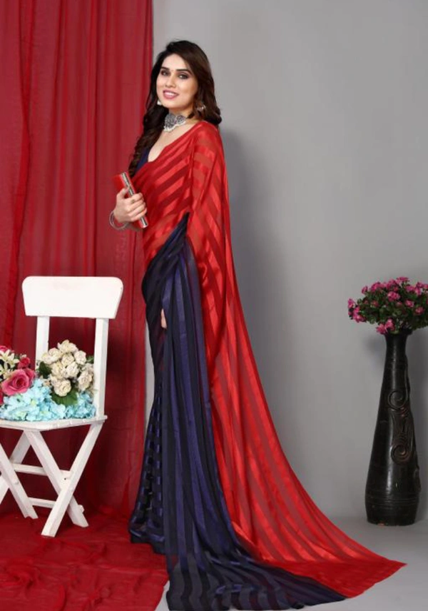 Festive Wear Satin Saree without Blouse Piece - Free Size