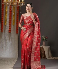 Clearance Mela Special,Fancy Premium Organza Silk Saree - Free Size