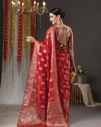 Clearance Mela Special,Fancy Premium Organza Silk Saree - Free Size
