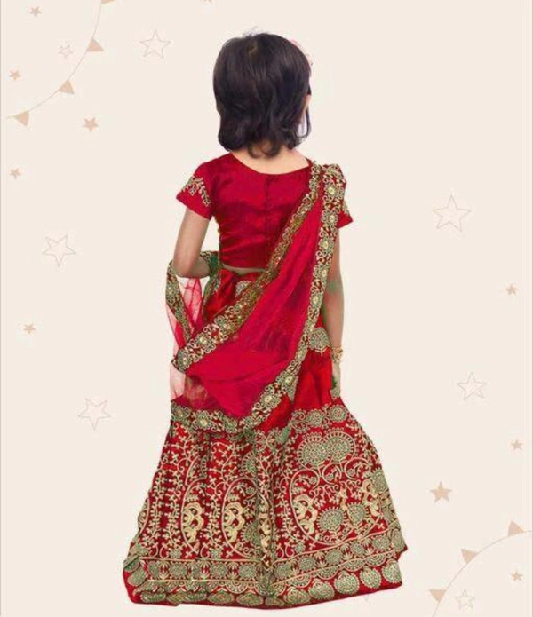 Trending Doll Kids Embroidery Lehenga Choli With Dupatta Set - 4y