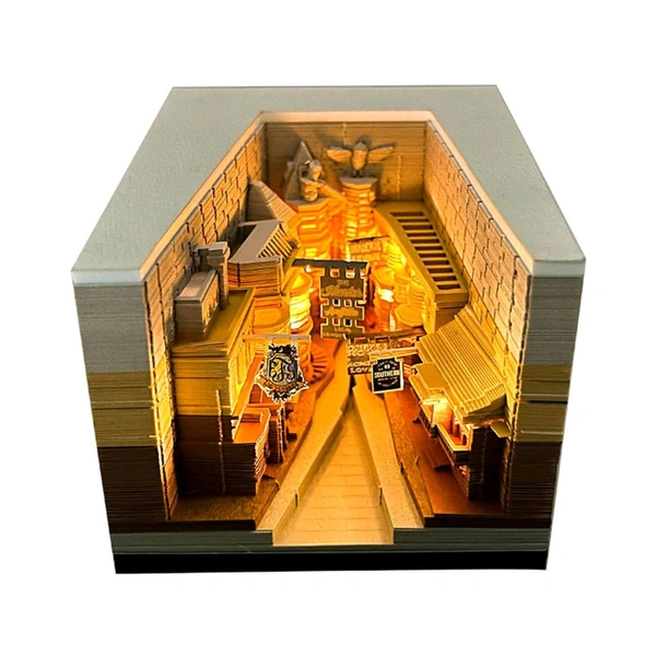 Time Piece Calendar - 2025 Desk Calendar with LED Light - 3D Calendar Paper Carving Art Memo Pad Notepad Gift for Christmas Housewarming Desktop Decoration (with Calendar & Light)