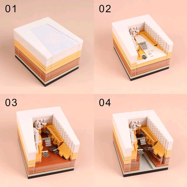 Time Piece Calendar - 2025 Desk Calendar with LED Light - 3D Calendar Paper Carving Art Memo Pad Notepad Gift for Christmas Housewarming Desktop Decoration (with Calendar & Light)