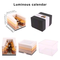 Time Piece Calendar - 2025 Desk Calendar with LED Light - 3D Calendar Paper Carving Art Memo Pad Notepad Gift for Christmas Housewarming Desktop Decoration (with Calendar & Light)