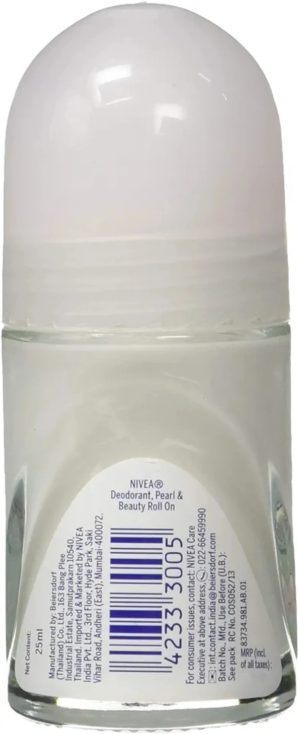 Nivea Women Deodorant Roll On, Pearl & Beauty, For Smooth & Beautiful Underarms, 48H Protection, 12 ml