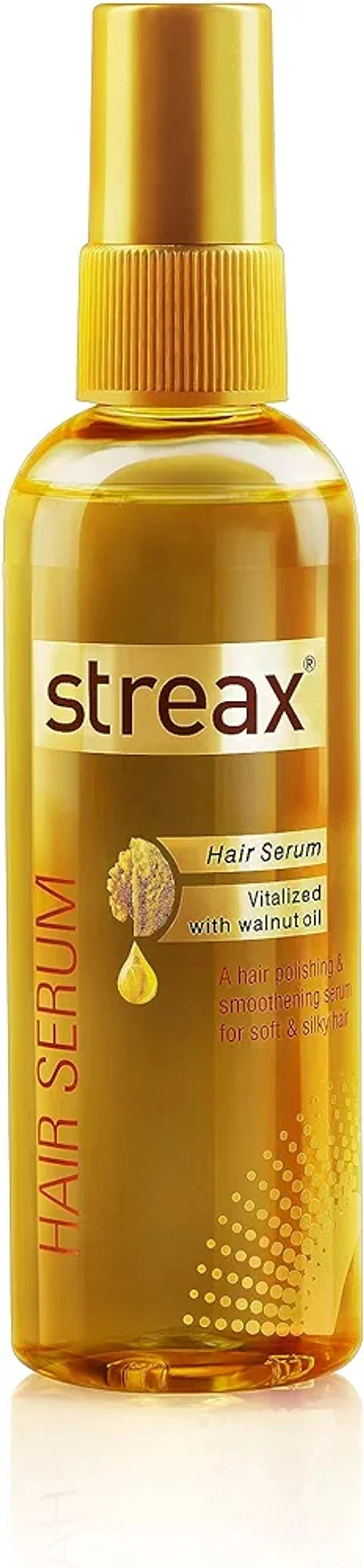 Streax Hair Serum Vitalized with Walnut Oil, For Hair Smoothening & Shine, For Dry & Frizzy Hair - 100 ml