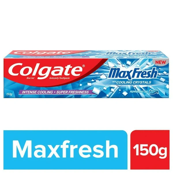 Colgate MaxFresh Toothpaste, Blue Gel Paste with Menthol for Super Fresh Breath, , 150g (Peppermint Ice)