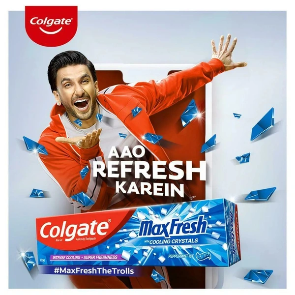 Colgate MaxFresh Toothpaste, Blue Gel Paste with Menthol for Super Fresh Breath, , 150g (Peppermint Ice)
