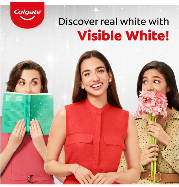 Colgate Visible White Toothpaste 200g (100g x Pack of 2) Teeth Whitening Starts in 1 week, Safe on Enamel, Stain Removal and Minty Flavour for Fresh Breath