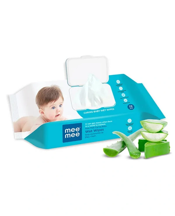 Mee Mee Caring Baby Wet Wipes with lid, 72 Pcs