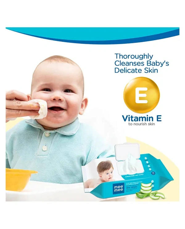 Mee Mee Caring Baby Wet Wipes with lid, 72 Pcs