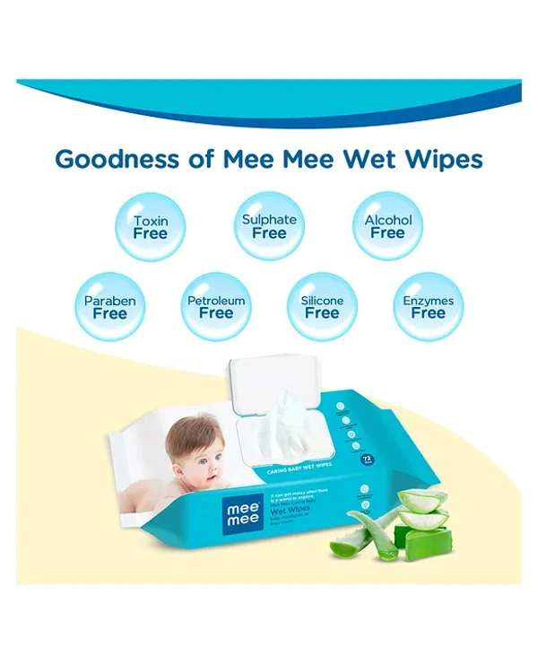 Mee Mee Caring Baby Wet Wipes with lid, 72 Pcs