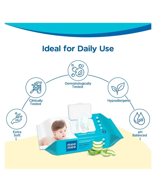 Mee Mee Caring Baby Wet Wipes with lid, 72 Pcs