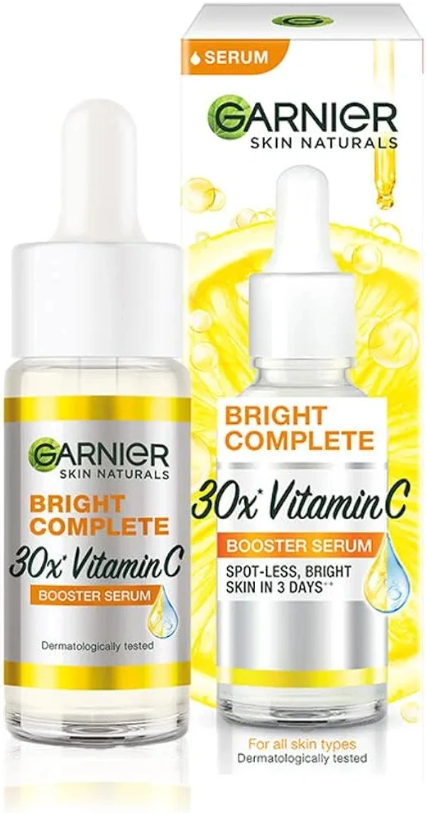 Garnier Skin Naturals, Face Serum, Brightening and Anti-Dark Spots, Bright Complete Vitamin C Booster, 15 ml