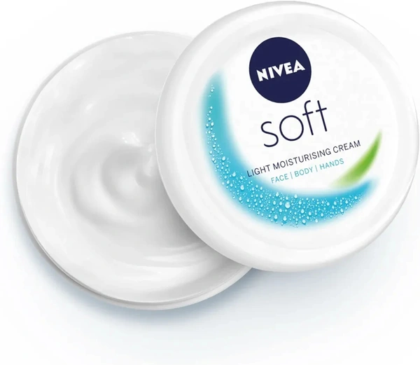 NIVEA Soft Light Moisturizer For Face, Hand & Body, Instant Hydration, Non-Greasy Cream With Vitamin E & Jojoba Oil, 50ml