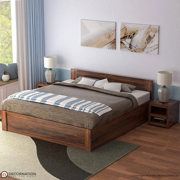 Wooden Bed - Brown, 76 Inch X 60 Inch