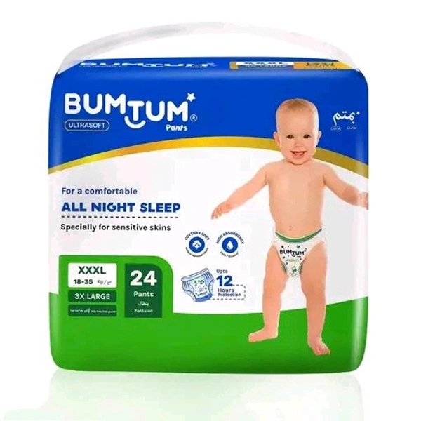 Bumtum Baby Diaper Pants, XXXL 24 Count, Double Layer Leakage Protection Infused With Aloe Vera, Cottony Soft High Absorb Technology (Pack of 1)