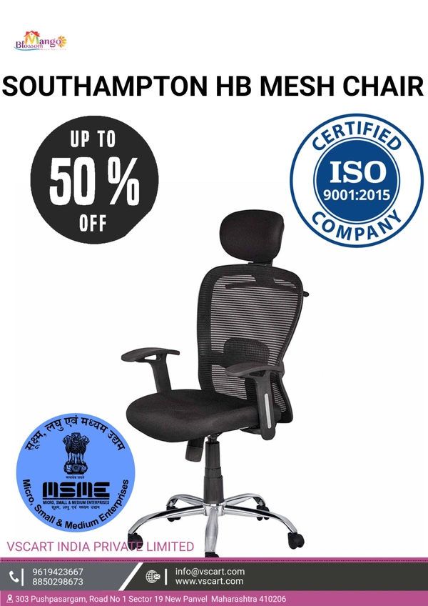 SOUTHAMPTON HB MESH OFFICE CHAIR BLACK  - Black, Big