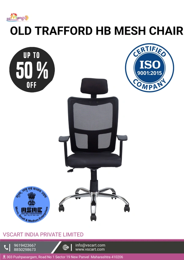 MANGO BLOSSOM OLD TRAFFORD HB MESH CHAIR BLACK  - Big, Black