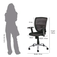 MANGO BLOSSOM ARIZONA MID BACK MESH OFFICE CHAIR BLACK - Black