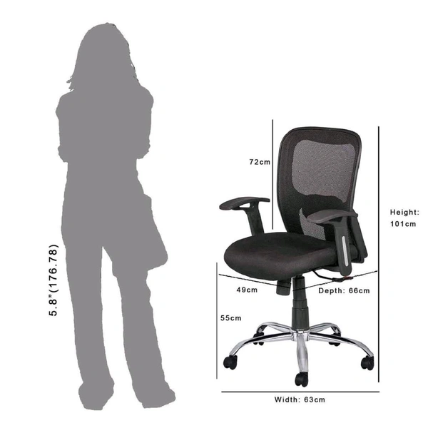 MANGO BLOSSOM ANTIGUA MID BACK MESH OFFICE CHAIR BLACK - Black