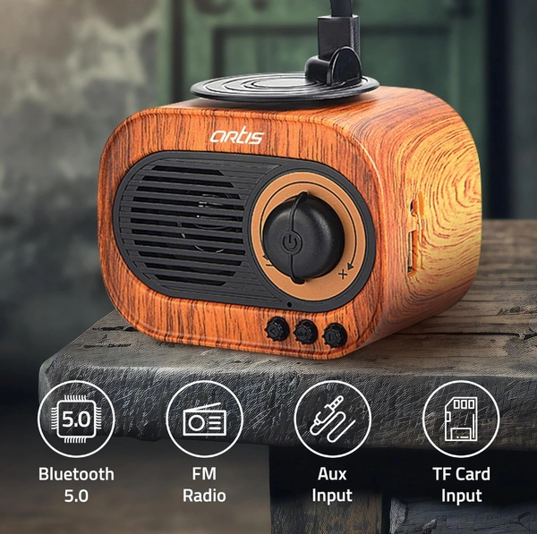 Eenfnety™ PREPAID Artis BT12 Classic Retro Wireless BT Speaker with FM/USB/PREPAID Only AUX in & Hands Free Calling (5W RMS Output) PCENF5280