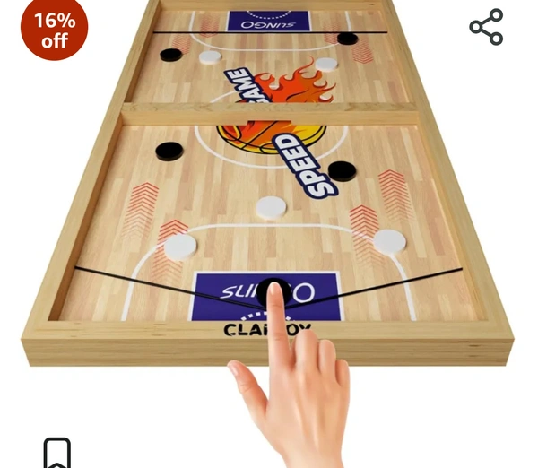 Clapjoy Slingo 2 in 1 Fastest Finger First Board Games for Adults & Kids Wooden String Hockey Game Sling Puck Board Hockey Toy Perfect for Family (Sling Puck)