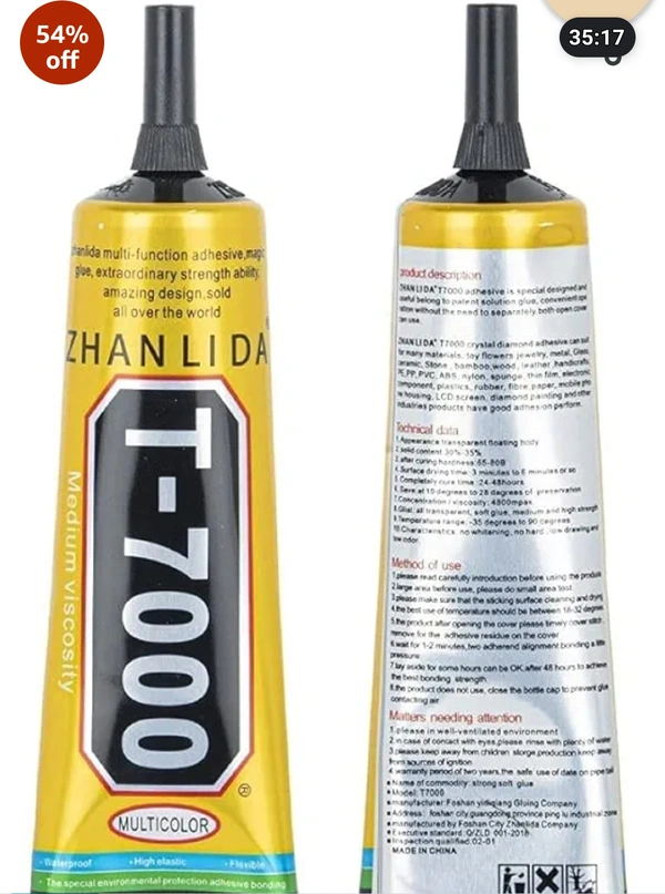 Mcare Zhanlida T 7000 50ml Mobile Display Black Glue, Multipurpose Fabric Glue, Mobile Glue for Screen Repairing, Glue drops for Jewelry, Shoes, Art and Crafts. 