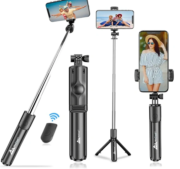 WeCool S1 Selfie Stick with Tripod Stand,Bluetooth Extendable Tripod for Mobile Phone,3-in-1Multifunctional Selfie Stick for iPhone/Mi/OnePlus/Samsung/Oppo/Vivo and All Phones