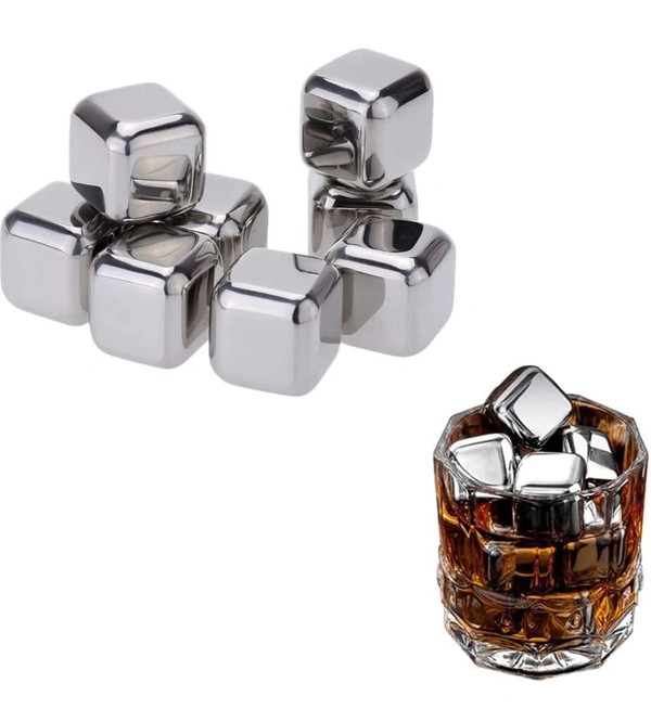 SYGA Stainless Steel PCENF5286 Whiskey Stones Ice Cubes Reusable for Whiskey, Vodka, Liqueurs, PCENF5286 Wine, Beverage Juice or Soda - Pack of 4