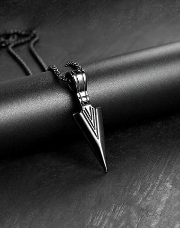 zayraa Stunning Trendy Black Arrow Pendant For Boys/Men| Stylish Pendant Rhodium Metallic 