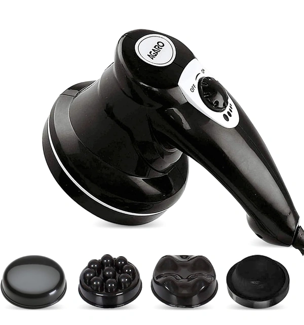AGARO Atom Electric Handheld Full Body Massager with 3 Massage Heads & Variable Speed Settings for Pain Relief and Relaxation, Back, Leg & Foot, Black