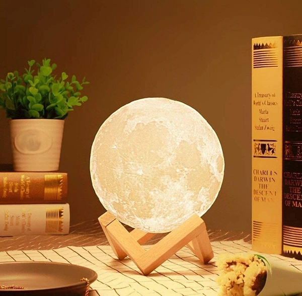 3D Moon Lamp 7 Colour 15 cm Changeable Sensor Moon Night Lamp for Bedroom, Touch Lamp, Moonlight Lamp with Stand & USB for Bedside, Valentine Gifts, Festival Gifts, Corporate Gifts, Wedding Gifts