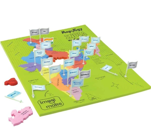 Imagimake Mapology India With State Capitals - Educational Toy And Learning Aid For Boys And Girls - India Map Puzzle - Jigsaw Puzzle, 25 Pieces, Kids