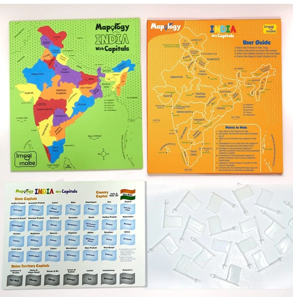 Imagimake Mapology India With State Capitals - Educational Toy And Learning Aid For Boys And Girls - India Map Puzzle - Jigsaw Puzzle, 25 Pieces, Kids